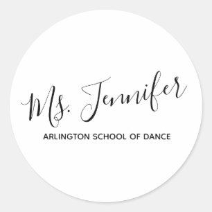 Pegatina Redonda Profesora de danza guiada personalizada y elegante