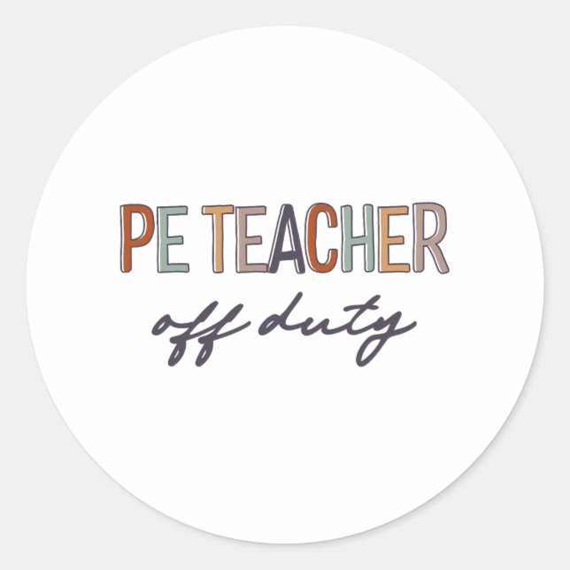 Pegatina Redonda Profesora De Educación Física Fuera De Servicio El (Anverso)