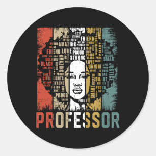 Pegatina Redonda Profesora de historia negra afroamericana