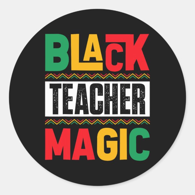 Pegatina Redonda Profesora de historia negra camina educadores Afro (Anverso)