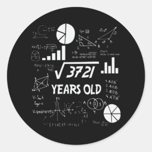 Pegatina Redonda Profesora de matemáticas de cumpleaños número 61 a