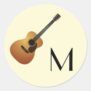 Pegatina Redonda Profesora de Música de Guitarra Acústica