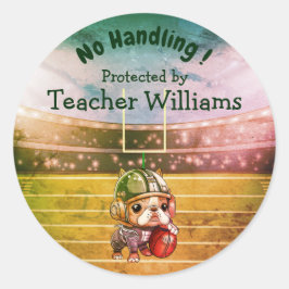 Pegatina Redonda Profesora francesa de marionetas de bulldog perten