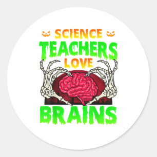 Pegatina Redonda Profesores Brains Skeleton Halloween
