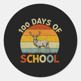 Pegatina Redonda Profesores de Chicas Retro 100 días de escuela