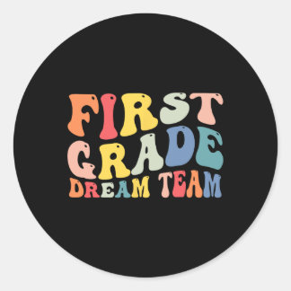 Pegatina Redonda Profesores de equipo de nivel de sueño niños retro