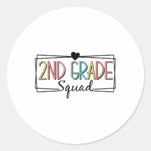 Pegatina Redonda Profesores del Equipo de Segundo Grado Niños de 2d