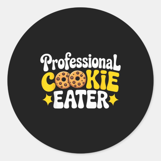 Pegatina Redonda Professional Cookie Eater Cookie Lover Chocolate C (Anverso)