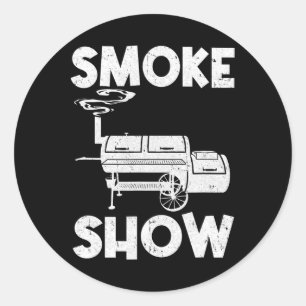 Pegatina Redonda Programa De Humo Funny Bbq Fumador De Parrilladas 