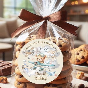 Pegatina Redonda Programa piloto de nombres personalizados Teddy Be