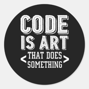 Pegatina Redonda Programación de computadoras, codificar arte, hace
