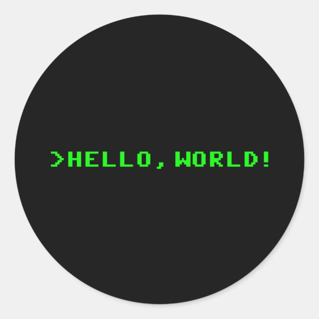 Pegatina Redonda Programación de equipos de Hello World (Anverso)