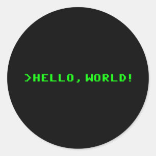 Pegatina Redonda Programación de equipos de Hello World