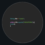 Pegatina Redonda Programador Nerd Computer Science Programation<br><div class="desc">Diseñada de manera única e inspirada en el mundo de la programación informática, esta creación capta la esencia del nerd programador más avanzado. Un tributo a la informática y a la programación, este diseño muestra una mezcla artística de símbolos y elementos icónicos, celebrando la pasión por la codificación sin comprometer...</div>