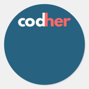 Pegatina Redonda Programadora Chica Cúdher Mujeres Ingenieras Estúm