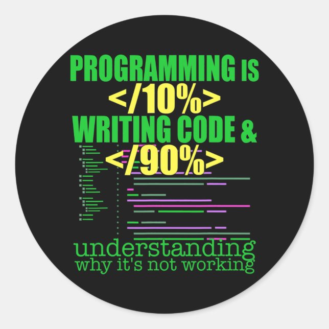 Pegatina Redonda Programmer Software Developer Computer Engineer (Anverso)