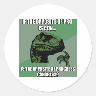 Pegatina Redonda Progreso de Philosoraptor contra congreso
