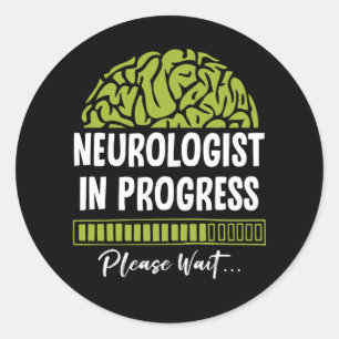 Pegatina Redonda Progreso neurológico, por favor, espere Neurología