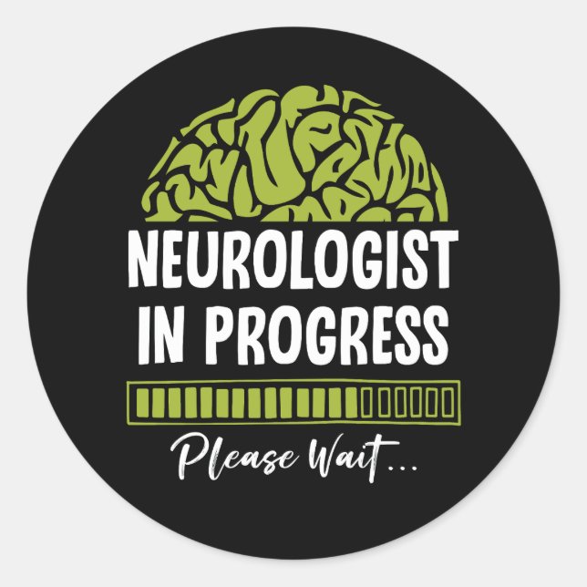Pegatina Redonda Progreso neurológico, por favor, espere Neurología (Anverso)
