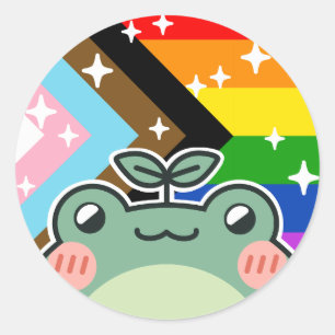 Pegatina Redonda Progreso POC Bandera del Orgullo LGBT