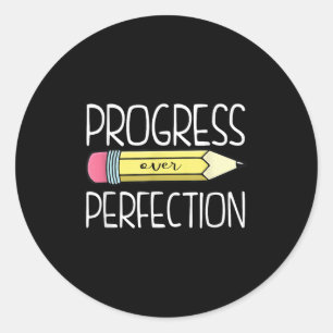 Pegatina Redonda Progreso Sobre El Profesor De Perfección Prepústic