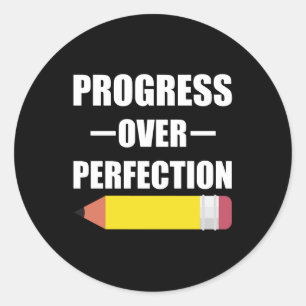 Pegatina Redonda Progreso Sobre La Perfección De Regreso A La Escue