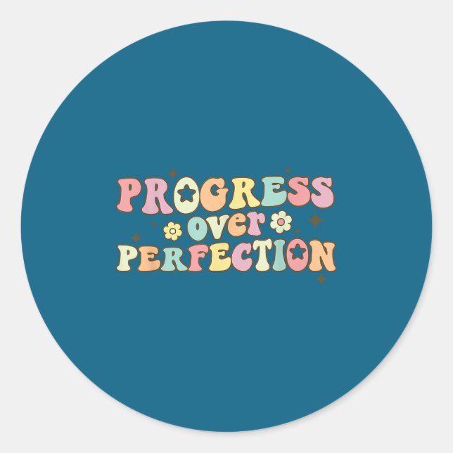 Pegatina Redonda Progress Over Perfection Motivational Back To Scho (Anverso)