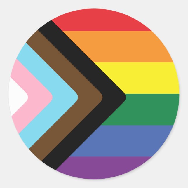 Pegatina Redonda Progress Pride Flag   (Anverso)