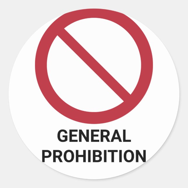 Pegatina Redonda Prohibición general, Rótulo de prohibición (Anverso)