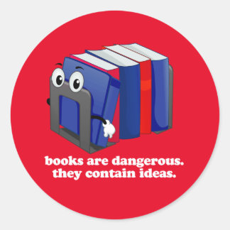 Pegatina Redonda Prohibir a los intolerantes no a los libros