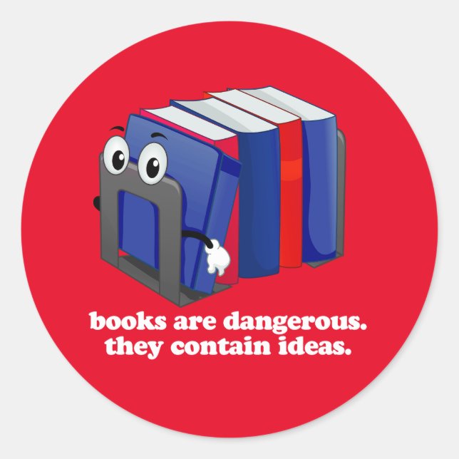 Pegatina Redonda Prohibir a los intolerantes no a los libros (Anverso)