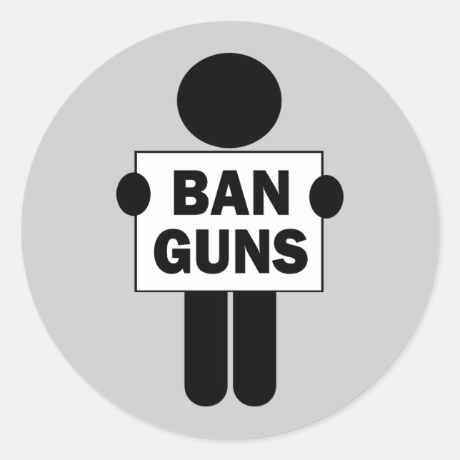Pegatina Redonda Prohibir armas (Anverso)