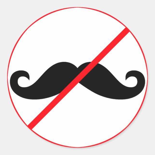 Pegatina Redonda ¡Prohibir Mustaches! (Anverso)