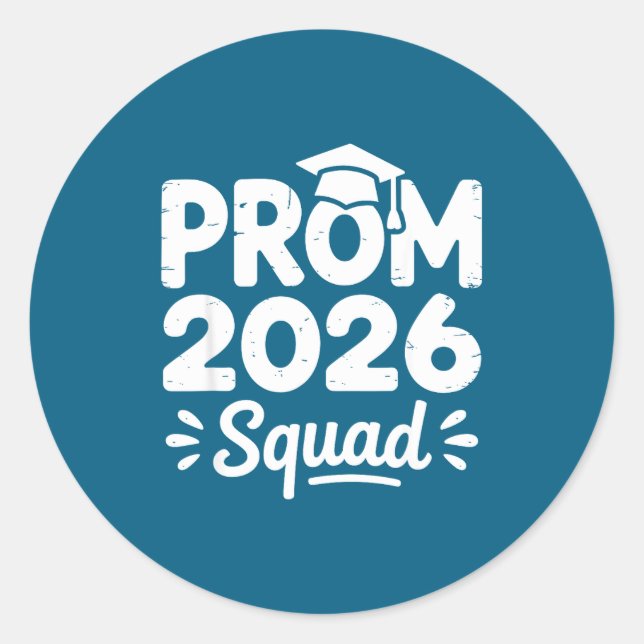 Pegatina Redonda Prom Squad 2026 Graduate Funny (Anverso)
