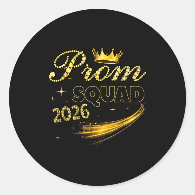 Pegatina Redonda Prom Squad Graduation Class 2026 (Anverso)