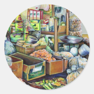 Pegatina Redonda Promesas encantadoras del fino Centro Tekka, Singa