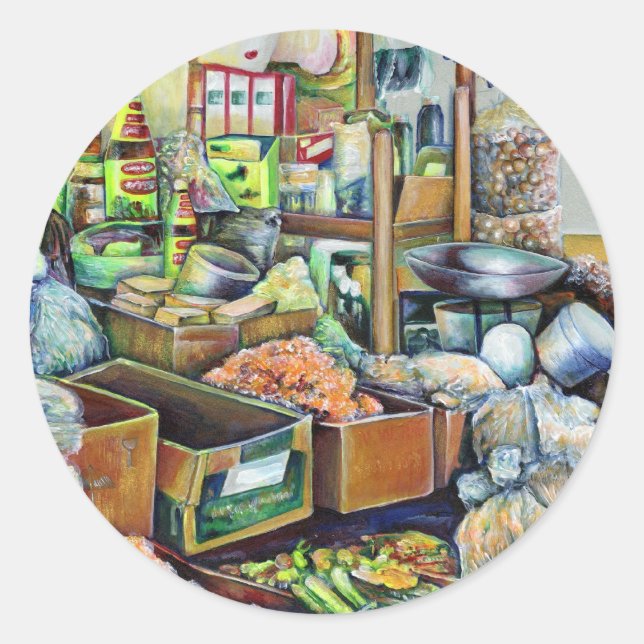 Pegatina Redonda Promesas encantadoras del fino Centro Tekka, Singa (Anverso)