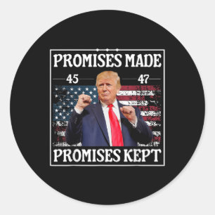 Pegatina Redonda Promesas hechas Cumplieron con Trump