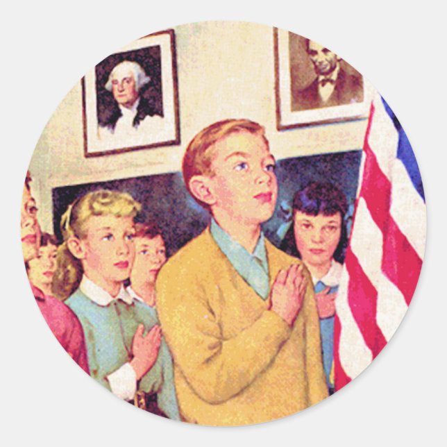 Pegatina Redonda Prometo lealtad a la bandera (Anverso)