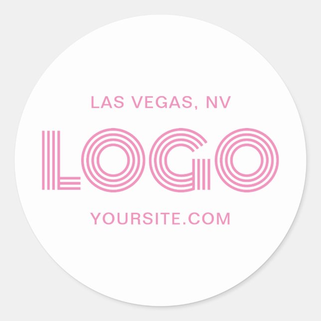 Pegatina Redonda Promoción de logotipo rosa moderno (Anverso)