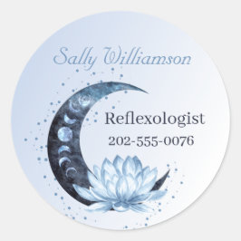 Pegatina Redonda Promoción de negocios Blue Lotus Flower Moon