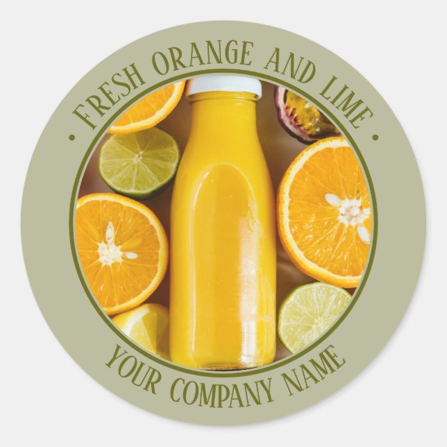 Pegatina Redonda Promoción del producto Verde Salvia Claro (Anverso)