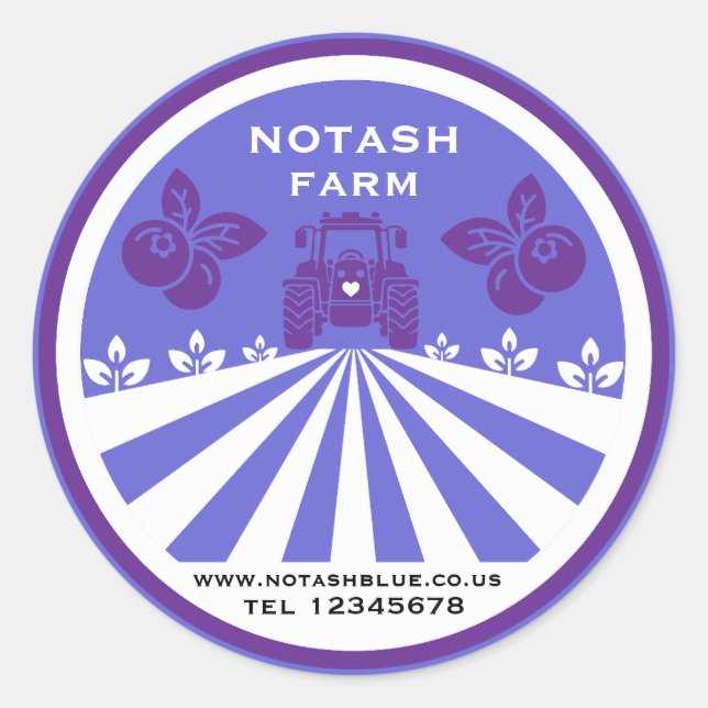 Pegatina Redonda Promoción U-Pick Blueberry Farm (Anverso)