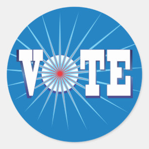 Pegatina Redonda Promociona el voto con este VOTA Azul