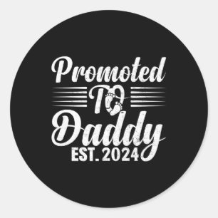 Pegatina Redonda Promocionado a Daddy 2024 Gracioso para nuevo papá