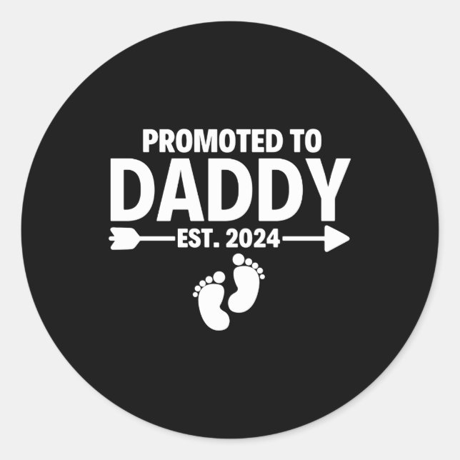 Pegatina Redonda Promocionado a Papi Este 2024 Día del Padre (Anverso)