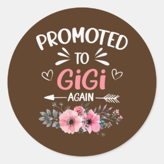 Pegatina Redonda Promocionan a Gigi con flores de nuevo Gigi