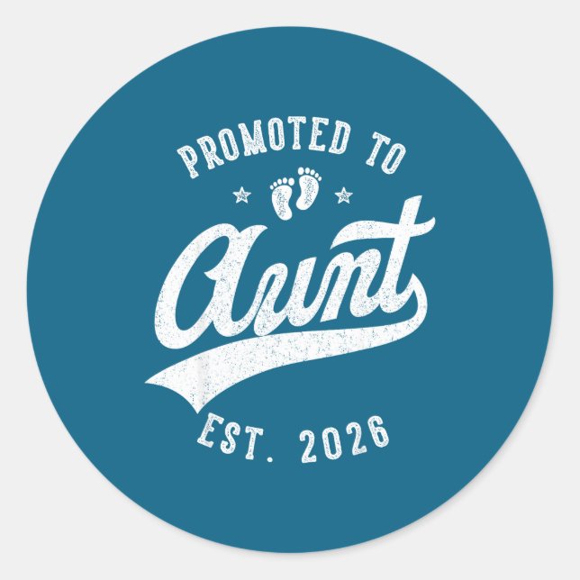Pegatina Redonda Promoted To Aunt 2026 Baby Announcement Family Mat (Anverso)