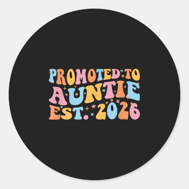 Pegatina Redonda Promoted To Auntie 2026 Future Soon To Be New Aunt (Anverso)
