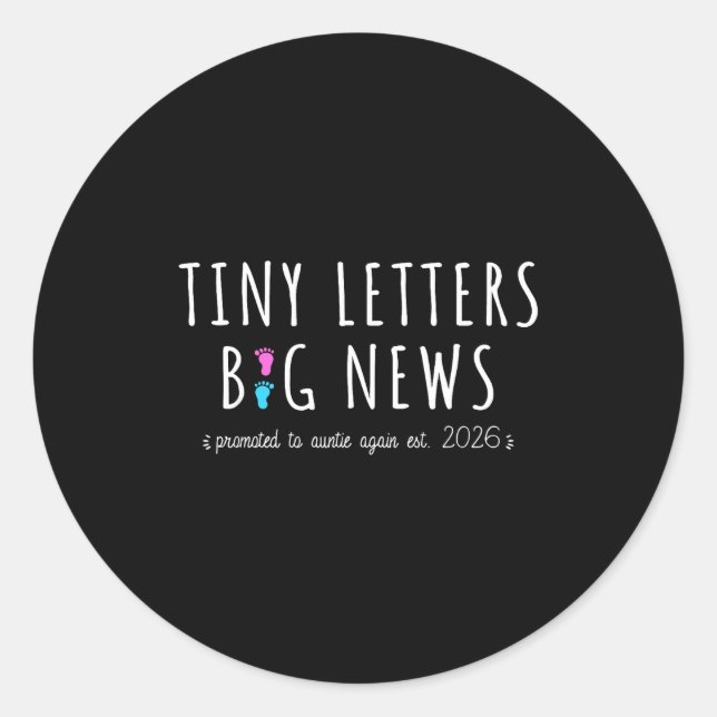 Pegatina Redonda Promoted To Auntie Again 2026-2nd Baby Announcemen (Anverso)